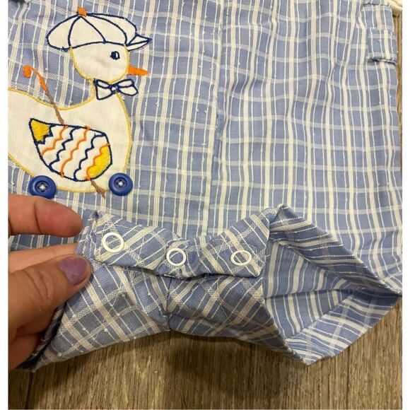 Cotton Candy 70’s Baby Outfit Blue And White Stripes Duck Vintage Old Matching H - Picture 6 of 9